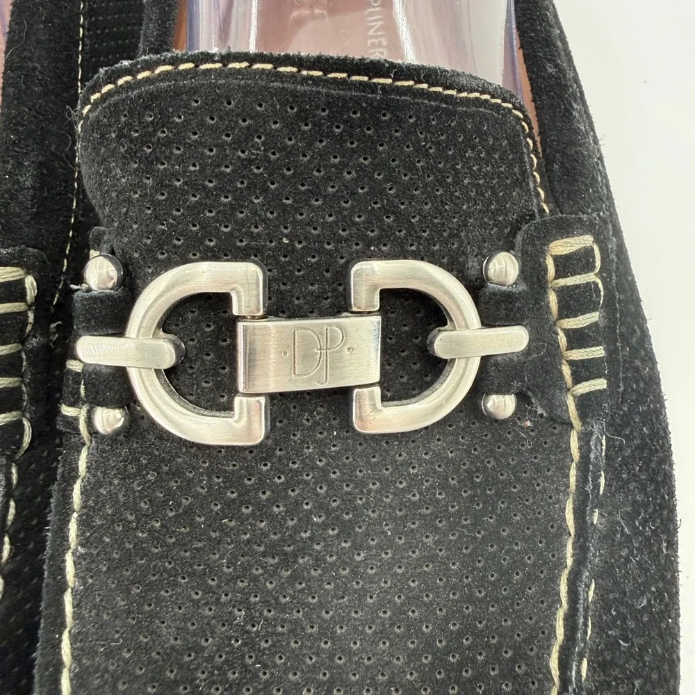 Donald J Pliner Driving Loafers Women Size 10 Black Suede Bit Perforated Italy‎